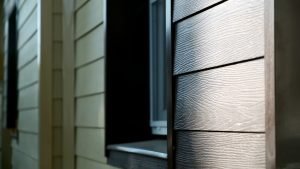 Picture of fiber cement siding installed on a house.