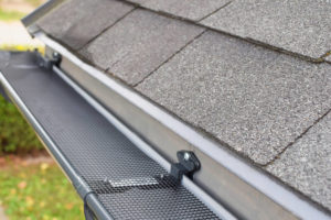 Close-up image of gutter guards installed on a home.